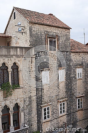 Trogir, Croatia - May 28, 2022- the view from the terrace of the Cathedral of St. Lawrence Stock Photo